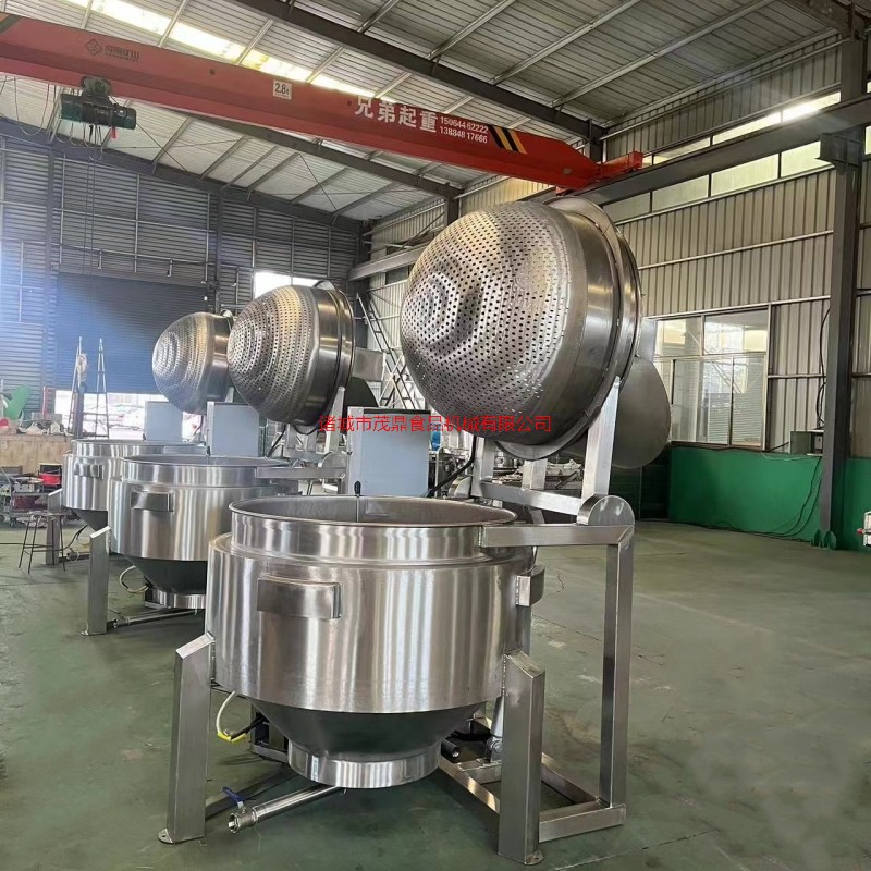 螺旋攪拌自動出料夾層鍋自翻筐鹵煮鍋漂燙鍋各種型號可定做